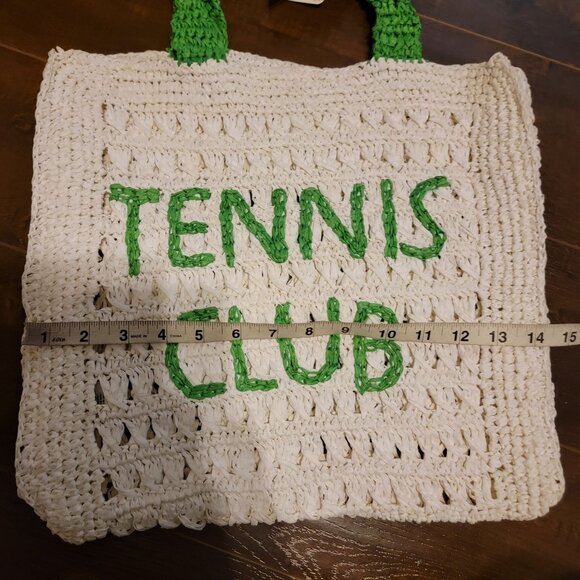 Free People De Siena Tennis Club Raffia Tote Bag Woven Boho Chic Casual Coastal - Picture 5 of 7